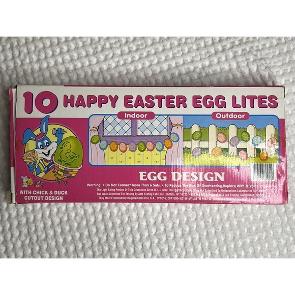 Easter Eggs Vintage Happy String Lights Indoor Outdoor Chick Duck Designs S - Picture 4 of 4